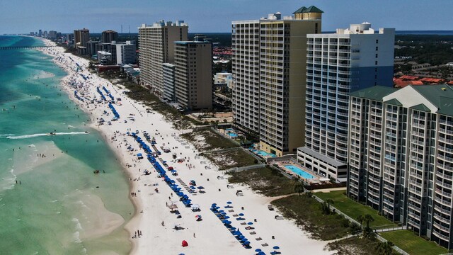 10519 Front Beach Rd Unit 1904B, Panama City Beach, FL 32407 - aerial view with a water view, a city view, and a beach view