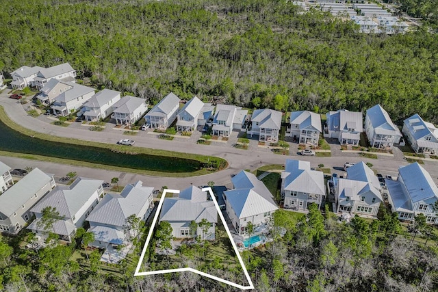 290 White Cottage Rd, Santa Rosa Beach, FL 32459 - birds eye view of property with a water view, a view of trees, and a residential view