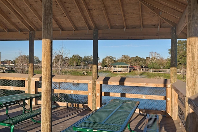 wooden deck with a gazebo