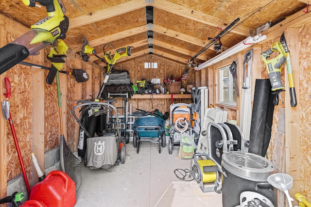 storage room with a garage