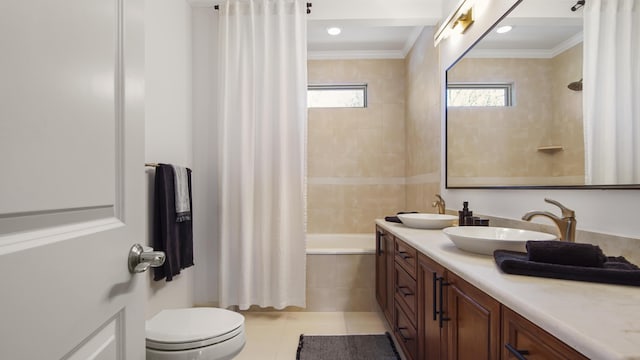 13 Taylor Krenkel Ct, Santa Rosa Beach, FL 32459 - bathroom with tile patterned floors, crown molding, toilet, and a sink