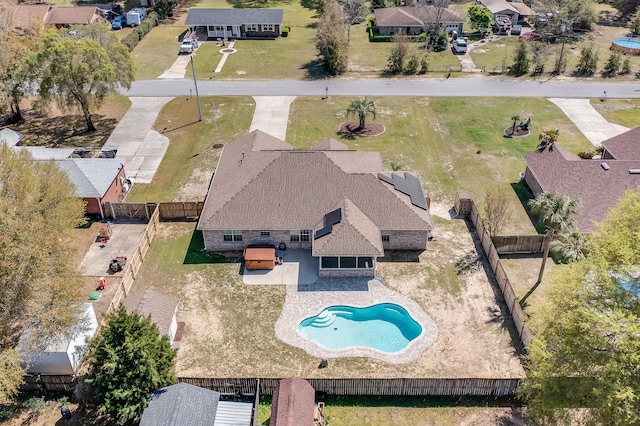bird's eye view with a residential view