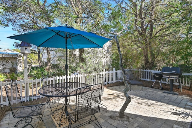 68 N Ryan St, Santa Rosa Beach, FL 32459 - view of patio featuring outdoor dining area and fence