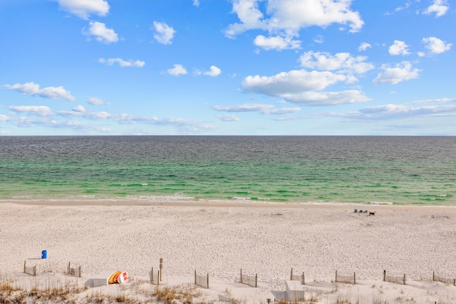 property view of water featuring a view of the beach