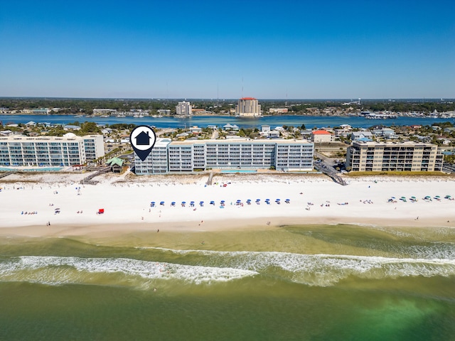 790 Santa Rosa Blvd Unit 403, Fort Walton Beach, FL 32548 - birds eye view of property featuring a water view and a beach view
