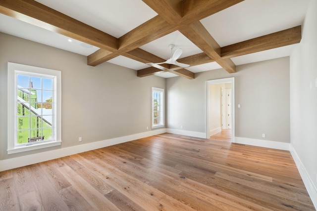 342 Windsong Dr, Inlet Beach, FL 32461 - unfurnished room with beam ceiling, coffered ceiling, baseboards, and light wood finished floors