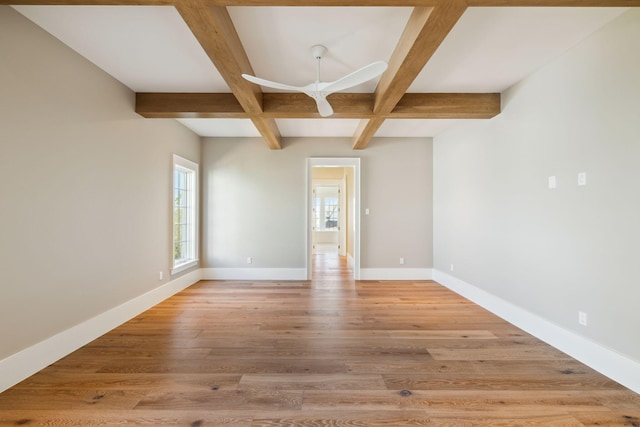 342 Windsong Dr, Inlet Beach, FL 32461 - empty room with coffered ceiling, baseboards, light wood-type flooring, and beam ceiling