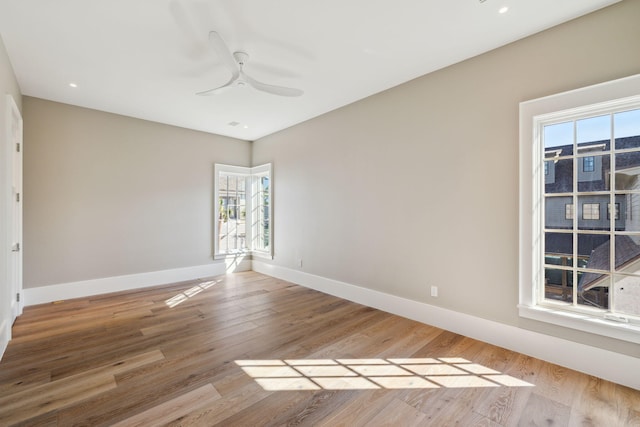 342 Windsong Dr, Inlet Beach, FL 32461 - unfurnished room with baseboards, wood finished floors, recessed lighting, and a ceiling fan