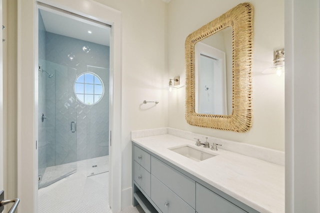 342 Windsong Dr, Inlet Beach, FL 32461 - full bathroom with a stall shower, tile patterned floors, and vanity