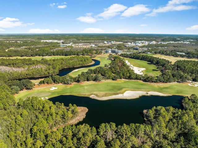 342 Windsong Dr, Inlet Beach, FL 32461 - bird's eye view with view of golf course, a water view, and a view of trees