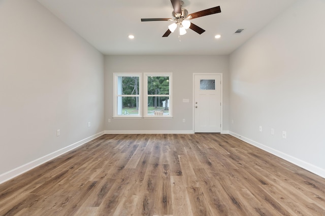 6119 Tansey St, Crestview, FL 32539 - spare room featuring baseboards, ceiling fan, wood finished floors, and recessed lighting