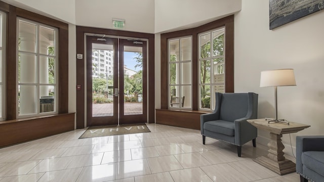 foyer featuring french doors