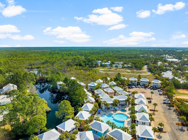 198 Somerset Bridge Rd Unit 117, Santa Rosa Beach, FL 32459 - birds eye view of property featuring a water view, a forest view, and a residential view
