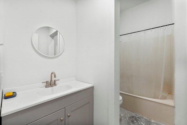 680 Mallet Bayou Rd, Freeport, FL 32439 - full bathroom featuring shower / bathtub combination with curtain, toilet, and vanity