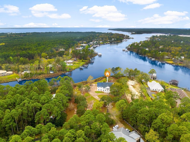 680 Mallet Bayou Rd, Freeport, FL 32439 - aerial view featuring a forest view and a water view