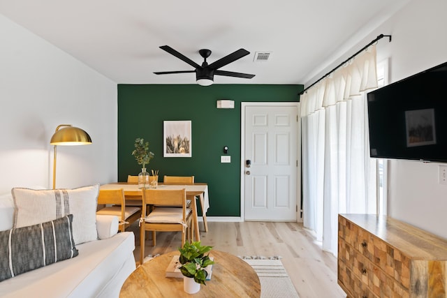 11 Beachside Dr Unit 913, Santa Rosa Beach, FL 32459 - living area with baseboards, visible vents, a ceiling fan, and wood finished floors