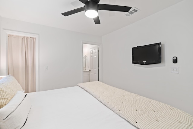 11 Beachside Dr Unit 913, Santa Rosa Beach, FL 32459 - bedroom featuring visible vents, ceiling fan, and ensuite bath