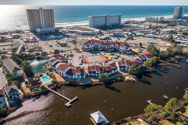 8730 Thomas Dr # 1203C, Panama City Beach, FL 32408 - drone / aerial view featuring a water view and a city view