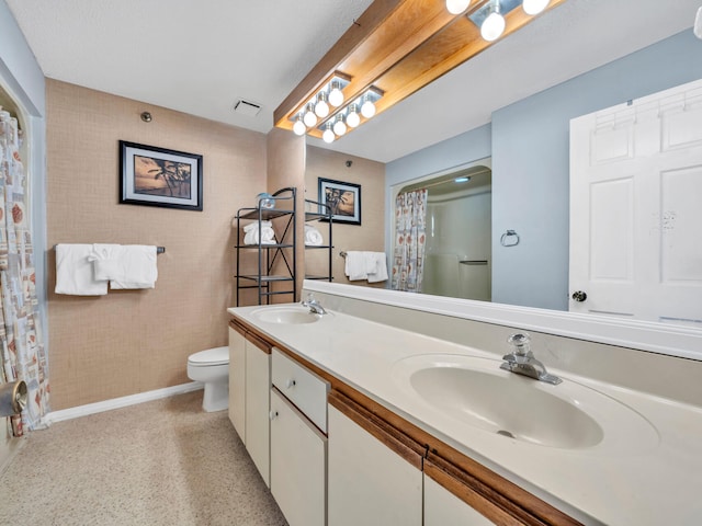8730 Thomas Dr # 1203C, Panama City Beach, FL 32408 - full bathroom featuring toilet, a sink, a shower with shower curtain, and visible vents