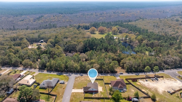 aerial view with a forest view