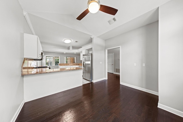 4397 Vardon Way, Niceville, FL 32578 - unfurnished living room with ceiling fan, wood finished floors, baseboards, and vaulted ceiling