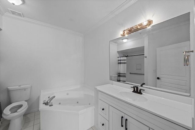 212 Harbor Blvd Unit 205, Destin, FL 32541 - full bath featuring ornamental molding, a whirlpool tub, tile patterned flooring, toilet, and vanity