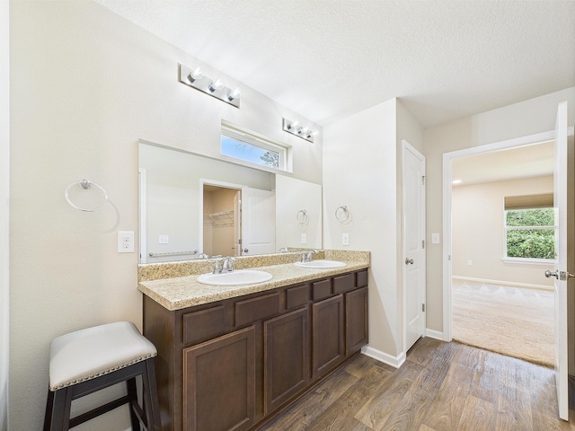643 Earl Godwin Rd, Freeport, FL 32439 - full bathroom with wood finished floors, double vanity, and baseboards