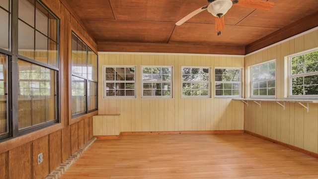 2374 County Highway 280a, Defuniak Springs, FL 32435 - unfurnished sunroom featuring wood ceiling, wood finished floors, wooden walls, and baseboards