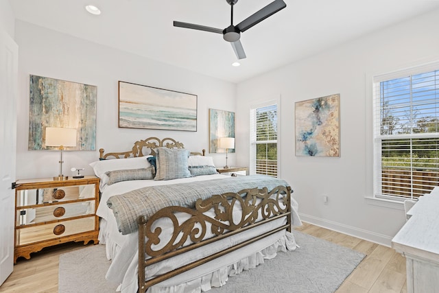 197 Suwannee Dr Lot 18, Watersound, FL 32461 - bedroom featuring a ceiling fan, baseboards, light wood finished floors, and recessed lighting