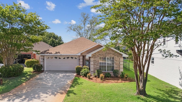 309 Wimico Cir, Destin, FL 32541 - single story home featuring a garage, concrete driveway, fence, a front yard, and brick siding