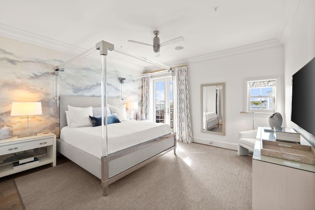 74 Town Hall Rd Unit 3B, Rosemary Beach, FL 32461 - bedroom with baseboards, ceiling fan, and ornamental molding