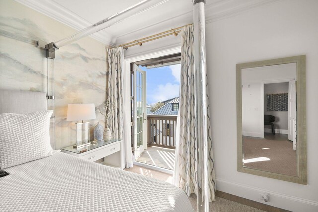 74 Town Hall Rd Unit 3B, Rosemary Beach, FL 32461 - unfurnished bedroom with crown molding, access to outside, and baseboards