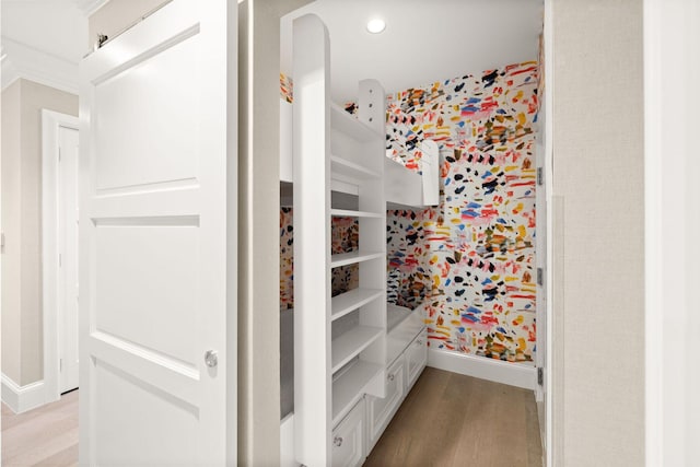 74 Town Hall Rd Unit 3B, Rosemary Beach, FL 32461 - bathroom with baseboards, wood finished floors, and recessed lighting