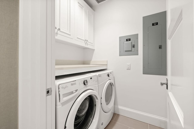 74 Town Hall Rd Unit 3B, Rosemary Beach, FL 32461 - washroom featuring light tile patterned flooring, cabinet space, electric panel, and washer and dryer