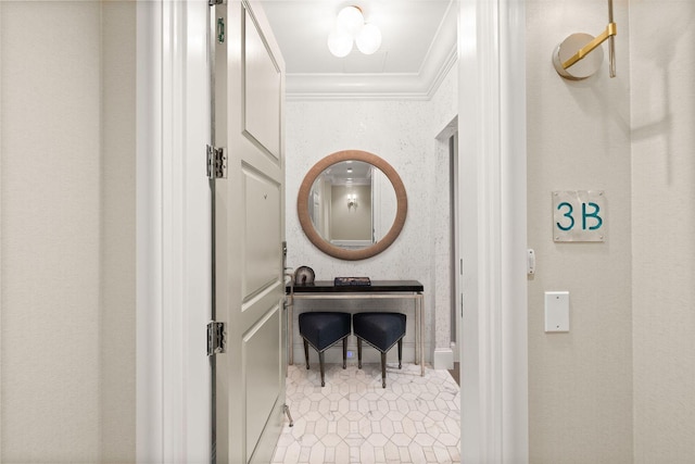 74 Town Hall Rd Unit 3B, Rosemary Beach, FL 32461 - bathroom with tile patterned flooring and ornamental molding