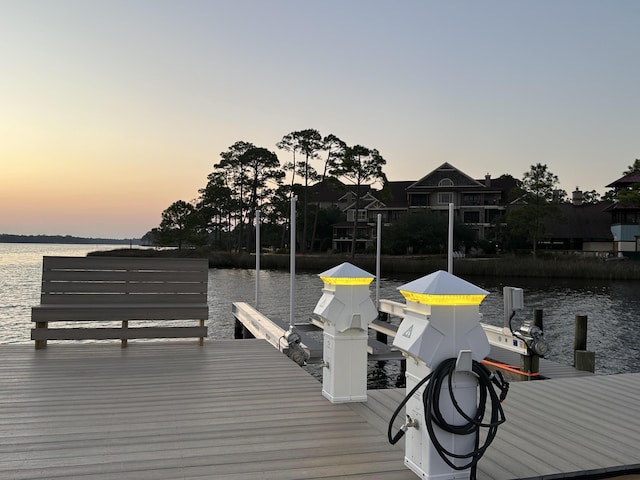 view of dock featuring a water view