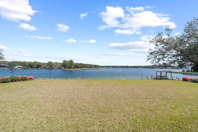 water view with a boat dock
