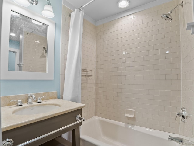 253 Salt Box Ln, Watersound, FL 32461 - bathroom with shower / bathtub combination with curtain and vanity