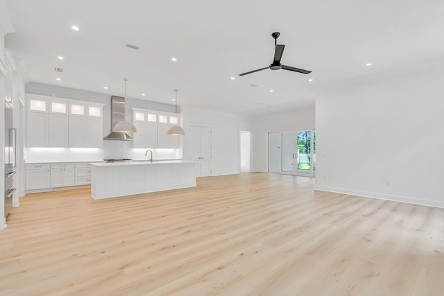 203 E Firethorn Cir Lot 24, Watersound, FL 32461 - unfurnished living room featuring ceiling fan, light wood-type flooring, and recessed lighting