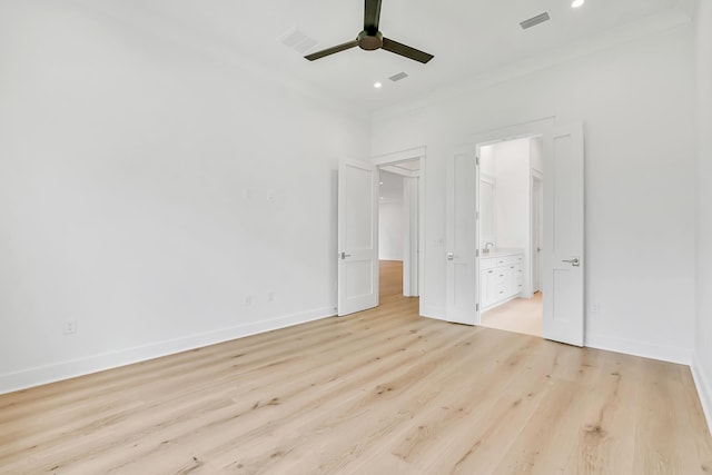 203 E Firethorn Cir Lot 24, Watersound, FL 32461 - unfurnished bedroom featuring light wood-style floors, ensuite bathroom, recessed lighting, and ceiling fan