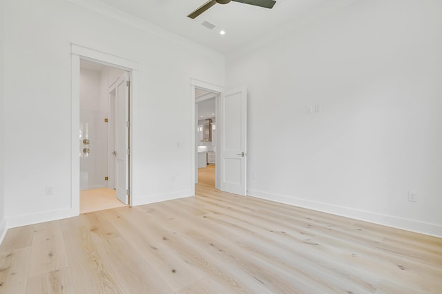 203 E Firethorn Cir Lot 24, Watersound, FL 32461 - unfurnished bedroom featuring light wood-style floors, connected bathroom, crown molding, and recessed lighting