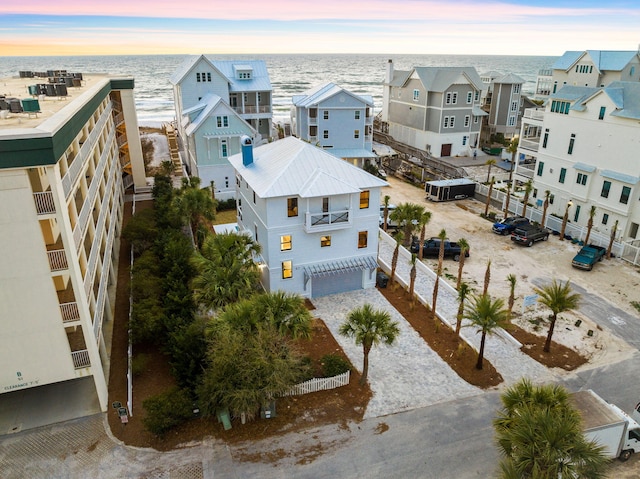 aerial view at dusk with a residential view