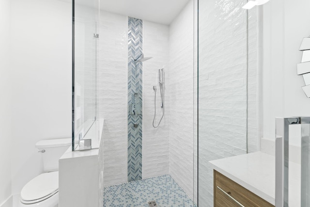 full bath with toilet and a stall shower