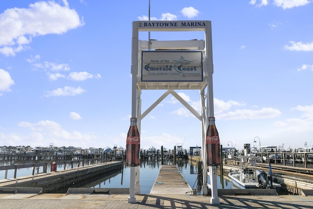 dock area featuring a water view