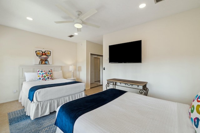 10 Mar A Lago Blvd # 14, Santa Rosa Beach, FL 32459 - bedroom featuring visible vents, recessed lighting, ceiling fan, and light tile patterned flooring