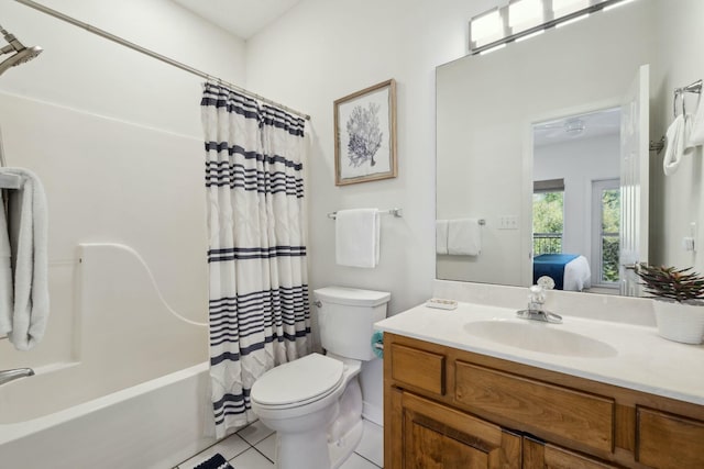 10 Mar A Lago Blvd # 14, Santa Rosa Beach, FL 32459 - ensuite bathroom featuring tile patterned floors, vanity, toilet, ensuite bathroom, and shower / bathtub combination with curtain