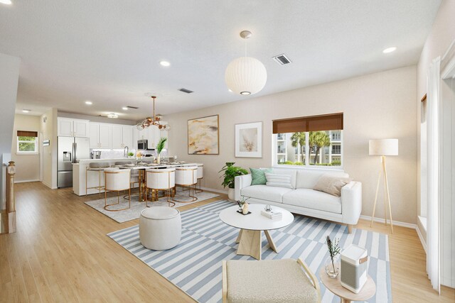 10 Mar A Lago Blvd # 14, Santa Rosa Beach, FL 32459 - living area with recessed lighting, baseboards, visible vents, and light wood-type flooring