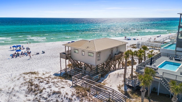 17 Fort Panic Rd, Santa Rosa Beach, FL 32459 - drone / aerial view with a view of the beach and a water view