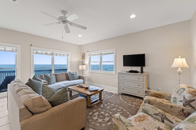 17 Fort Panic Rd, Santa Rosa Beach, FL 32459 - living area with baseboards, ceiling fan, recessed lighting, and tile patterned floors