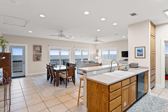 17 Fort Panic Rd, Santa Rosa Beach, FL 32459 - kitchen with light countertops, a sink, dishwasher, light tile patterned floors, and visible vents